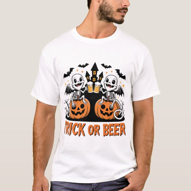 Camiseta Trick ou Beer Bat Dragon em Pumpkins (Frente)