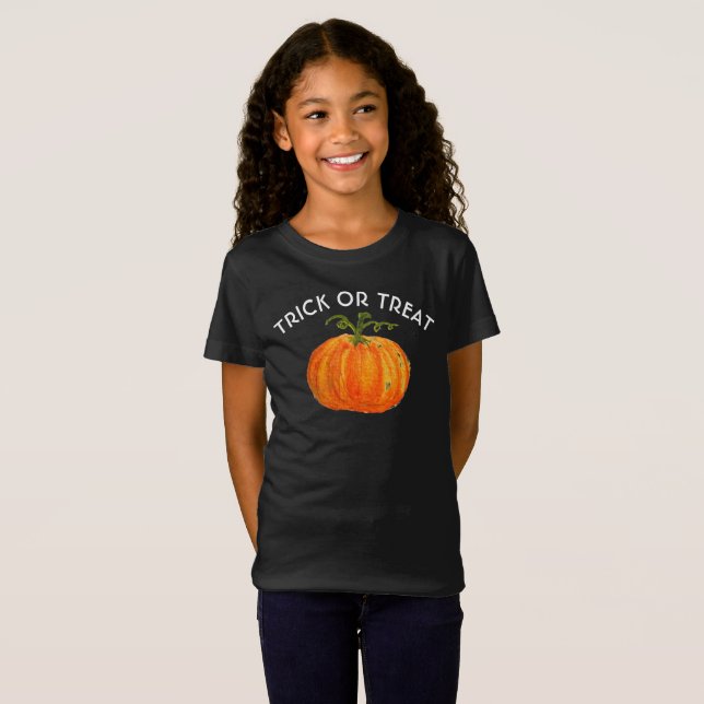 Camiseta Trick ou Tratar Abóbora de Halloween Caqueira (Frente Completa)