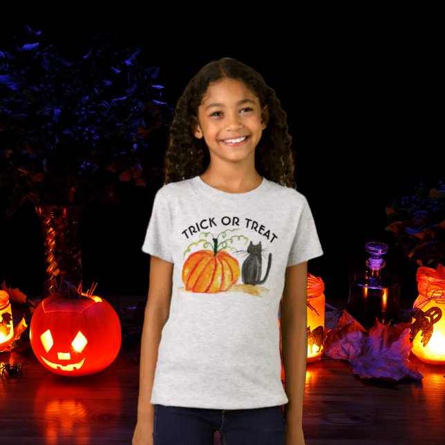 Camiseta Trick ou Tratar Abóbora de Halloween Caqueira (Criador carregado)