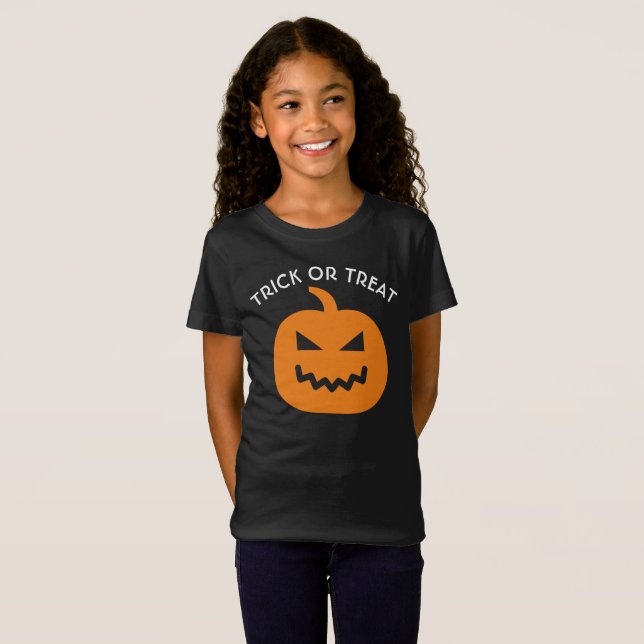 Camiseta Trick ou Tratar Abóbora de Halloween Caqueira (Frente Completa)