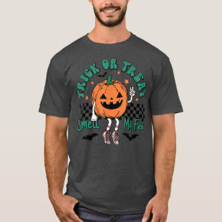 Camiseta Trick ou Tratar Cheira Os Meus Pés-Pumpkin Criança