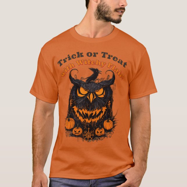 Camiseta Trick ou Tratar com Witchy Flair (Frente)