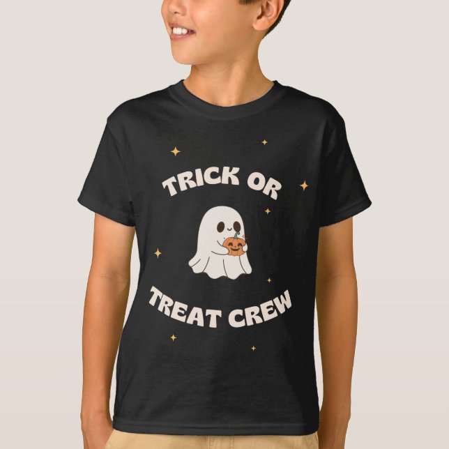 Camiseta Trick Ou Tratar Crianças De Tripulação T-Shirt (Frente)
