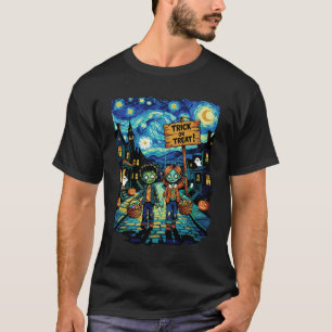 Camiseta Trick ou Tratar Zombies - Van Gogh Starry Hallowee