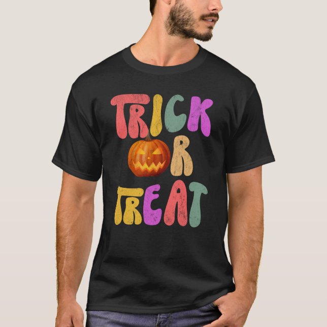 Camiseta Trick ou Trate a Abóbora do Halloween (Frente)