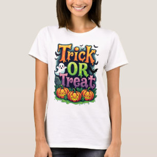 Camiseta Trick ou Trate as mulheres modernas em Script no D