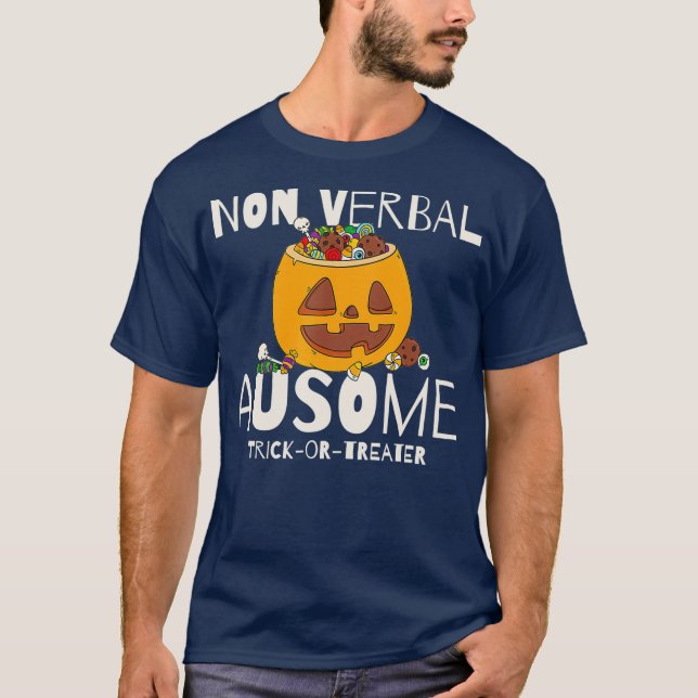 Camiseta Trick Ou Trate Autismo Não Verbal Halloween (Frente)