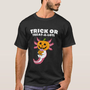 Camiseta Trick ou Trate Uma Abóbora Axolotl No Dia das Brux