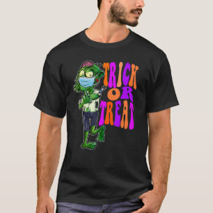 Camiseta Trick ou Trate Zombie Cute Halloween com Máscara