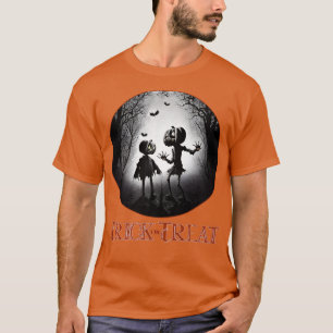 Camiseta Trick ou Treat Creepy Children Costumados em Woods