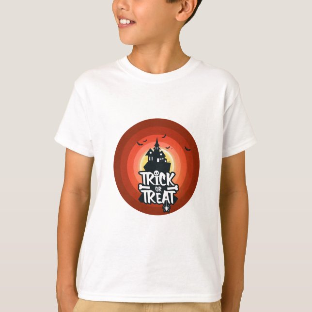 Camiseta Trick ou Treat Halloween Festa de fantasia T-Shirt (Frente)