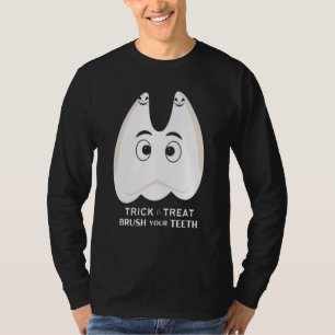 Camiseta Trick ou Treine Escove os dentes Dental Halloween 