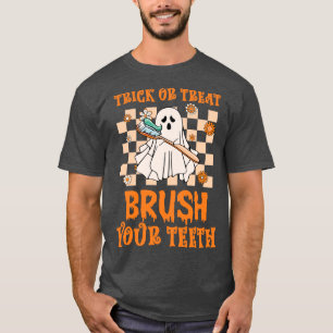 Camiseta Trick ou Treine Escove os dentes Dental Halloween 