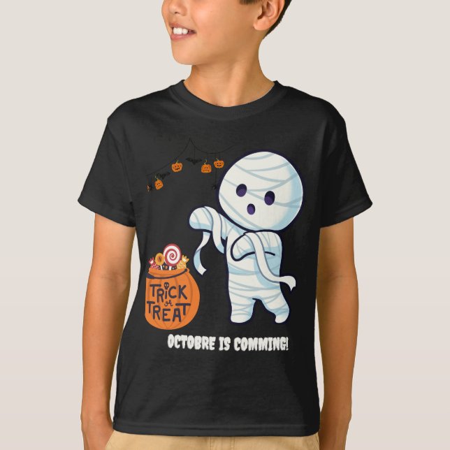 Camiseta Trick ou Treine Mummy Halloween (Frente)