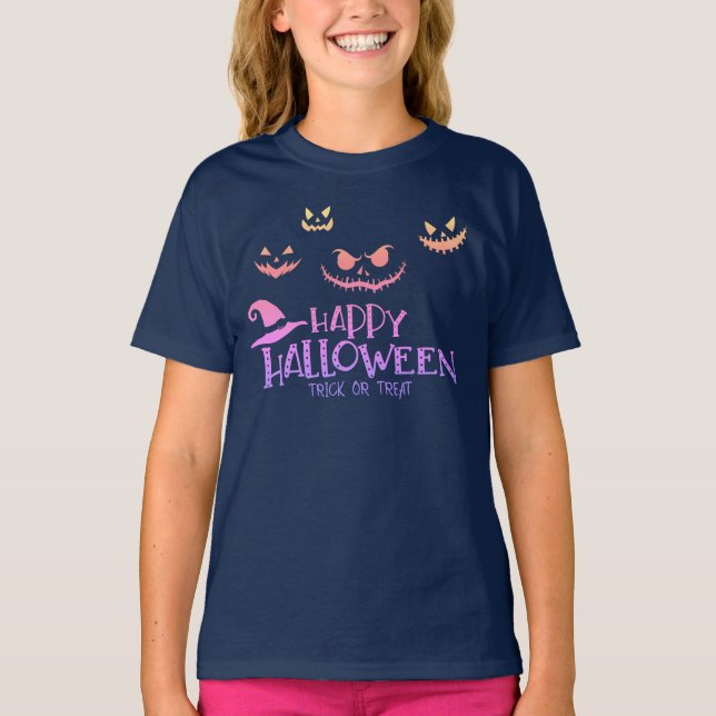 Camiseta Trick ou Treine o Figurino Feliz de Halloween para (Frente)