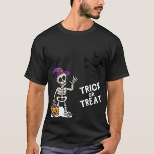 Camiseta Trick ou Treine Skeleton Halloween Tee Diversão