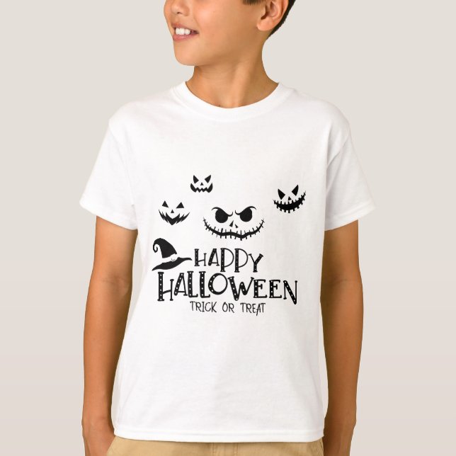 Camiseta Trick ou Treine T-Shirt Feliz de Halloween (Frente)