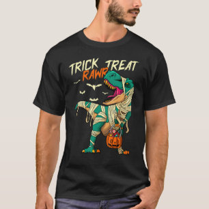 Camiseta Trick Rawr Tratar T Rex Dinossaur Mummy Boys Engra