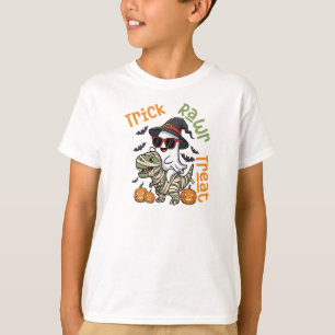 Camiseta Trick Rawr Treat Dinosaur Crianças