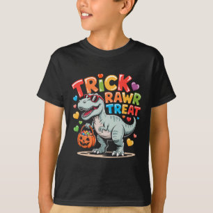 Camiseta Trick Rawr Treat Dinosaur Trex Toddler Boys Hallow