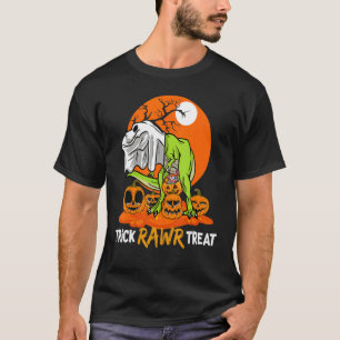 Camiseta Trick Rawr Treat Rex Dinosaur Ghost Boys Halloween