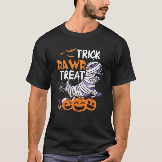 Camiseta Trick Rawr Treat Rex Dinosaur Halloween (Frente)