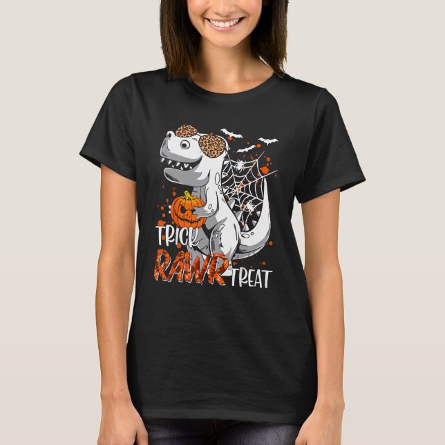 Camiseta Trick Rawr Treat Rex Saurus Halloween (Frente)
