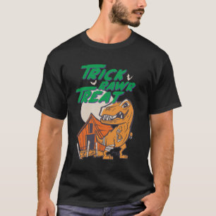 Camiseta Trick Rawr Treat T Rex Dinossauro Dia de as Bruxas