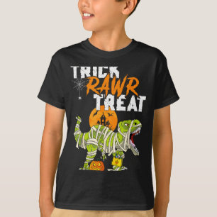 Camiseta Trick Rawr Treat T Rex Dinossauro Múmia Meninos En
