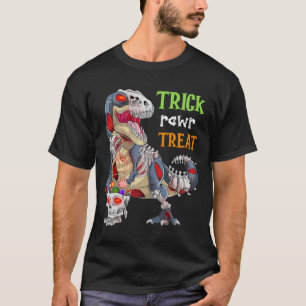 Camiseta Trick Rawr Treat Zumbi Dinossauro Halloween