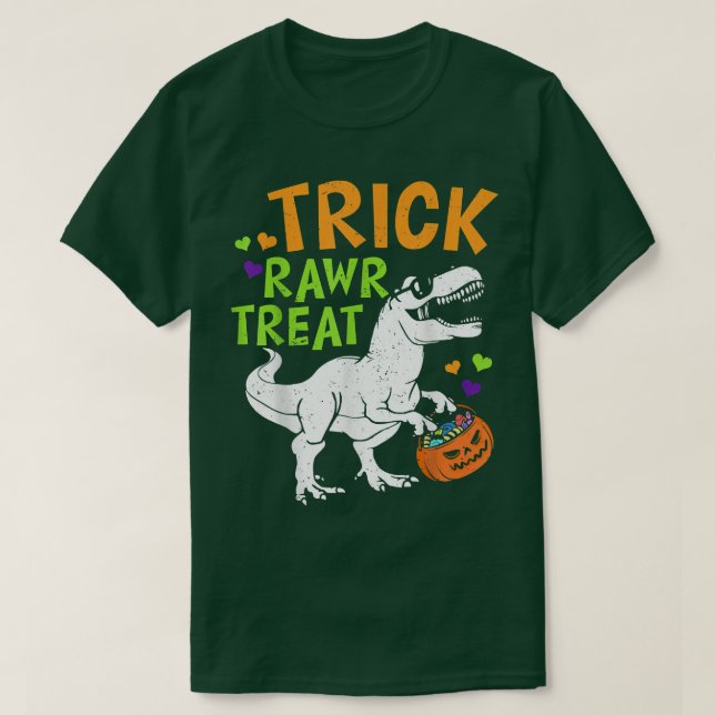 Camiseta Trick Rawr Tret T Re Dinossaur Pumpkin Basket Hall (Frente do Design)