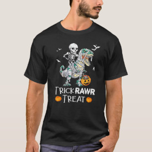 Camiseta Trick Rawr Trex Mummy Halloween Dinosaur Boy