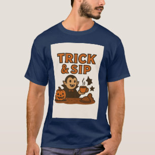 Camiseta Trick Sip Halloween Amigos aconchegantes
