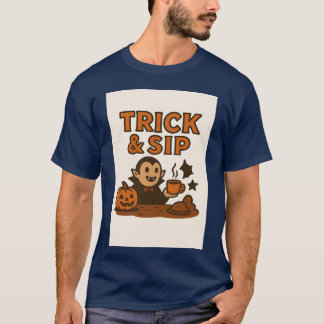 Camiseta Trick Sip Halloween Amigos aconchegantes