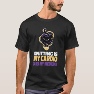 Camiseta Tricô É Meu Cárdio Gatos Minha Medicina Gato