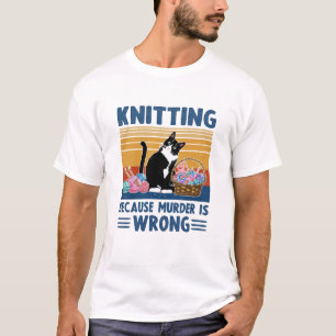 Camiseta tricô porque o assassinato está errado, gato negro