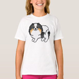 Camiseta Tricolor branco - Pomerano - Cão de Cartoon Cóni