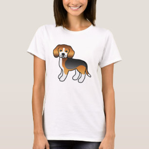 Camiseta Tricolor Cute Cartoon Beagle Raça Cão