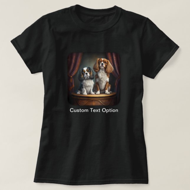 Camiseta Tricolor e Blenheim Cavalier King Charles (Frente do Design)