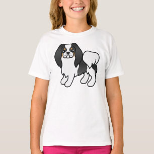 Camiseta Tricolor Japonês Chin Cute Cartoon Dog