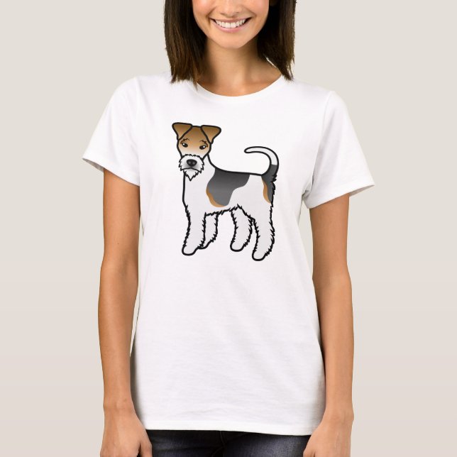 Camiseta Tricolor Wire Fox Terrier Cute Cartoon Cão (Frente)