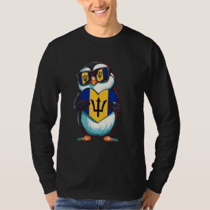 Camiseta Tridente Coração Pinguim Corajoso Bonito Barbados