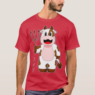Camiseta Tridente de Diabo de Halloween de Vaca