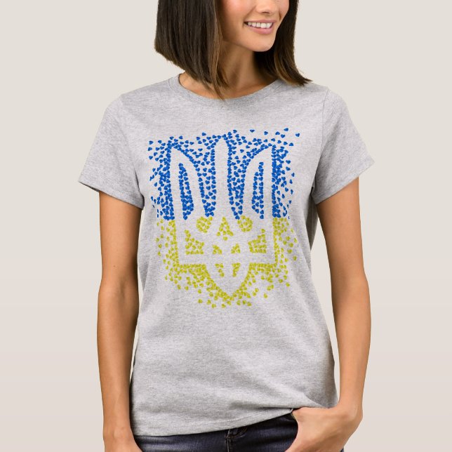 Camiseta Tridente de emblem ucraniano trizub espalhando cor (Frente)