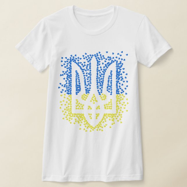 Camiseta Tridente de emblem ucraniano trizub espalhando cor (Postura )