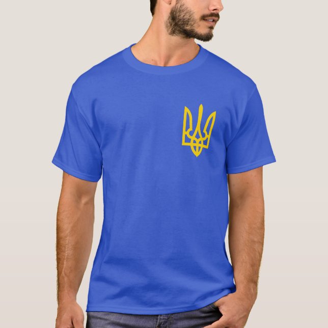 Camiseta Tridente ouro da Ucrânia Azul (Frente)