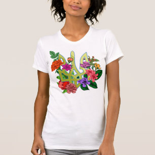 Camiseta tridente tryzub da heráldica ucraniana flores flor