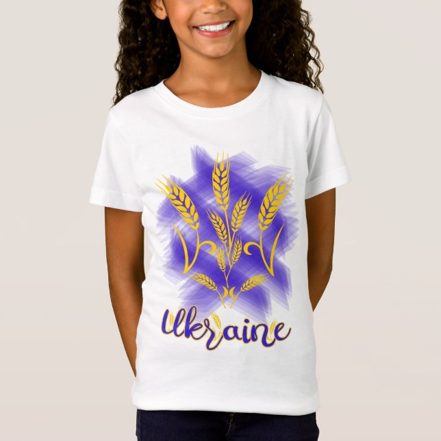 Camiseta Tridente ucraniano feito de orelha de trigo (Frente)
