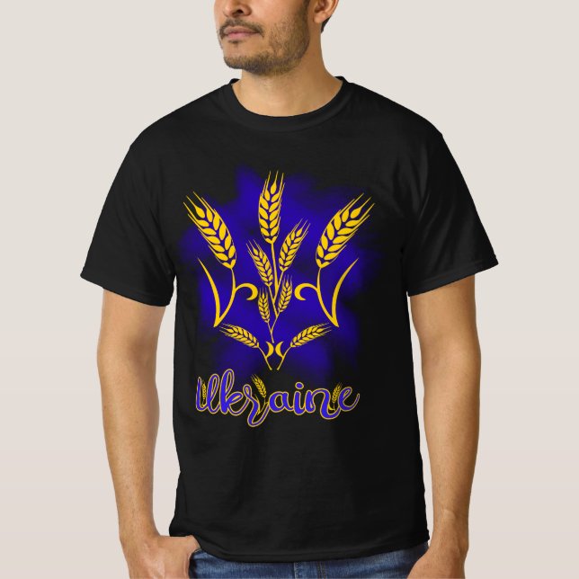 Camiseta Tridente ucraniano feito de orelha de trigo (Frente)