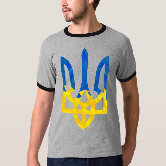 Camiseta Tridente ucraniano poligonal baixo (Frente)